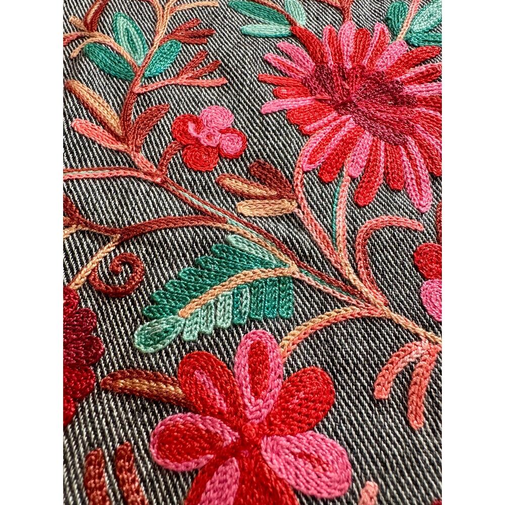 GORGEOUS Hand Embroidered 100% Cotton Cashmere Wrap Shawl Nepal Floral Boho